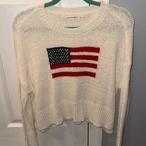moon & madison Cream Sweater with Flag Design